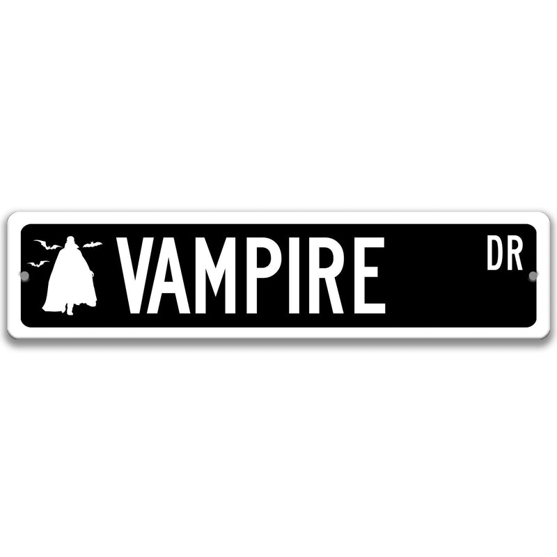 Vampire with Silhouette Metal Street Sign - Designs by Linda Nee