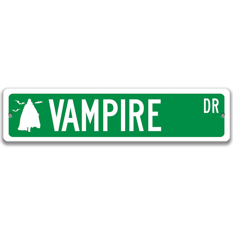 Vampire with Silhouette Metal Street Sign - Designs by Linda Nee