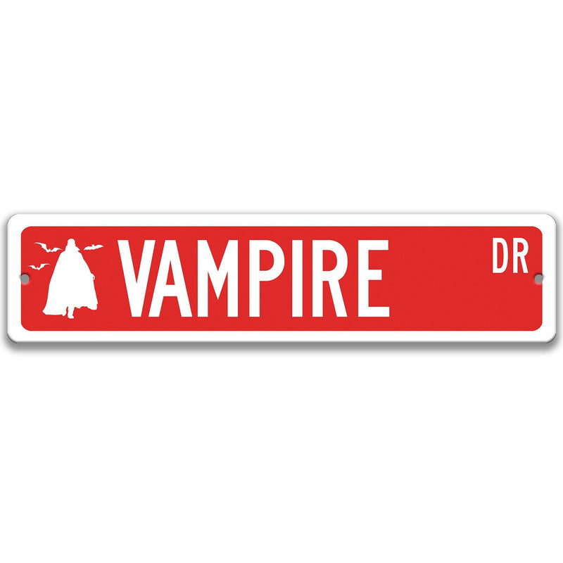 Vampire with Silhouette Metal Street Sign - Designs by Linda Nee