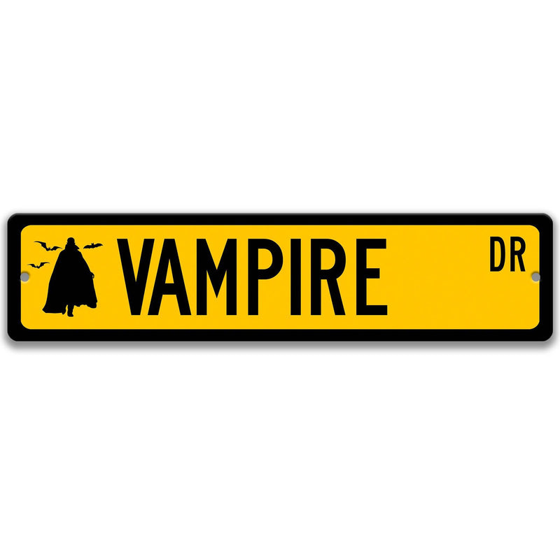 Vampire with Silhouette Metal Street Sign - Designs by Linda Nee