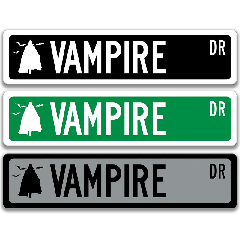 Vampire with Silhouette Metal Street Sign - Designs by Linda Nee