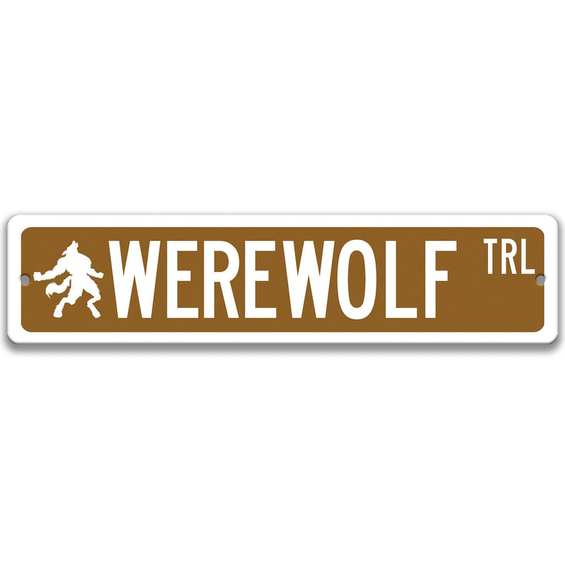 Werewolf with Silhouette Metal Street Sign - Designs by Linda Nee