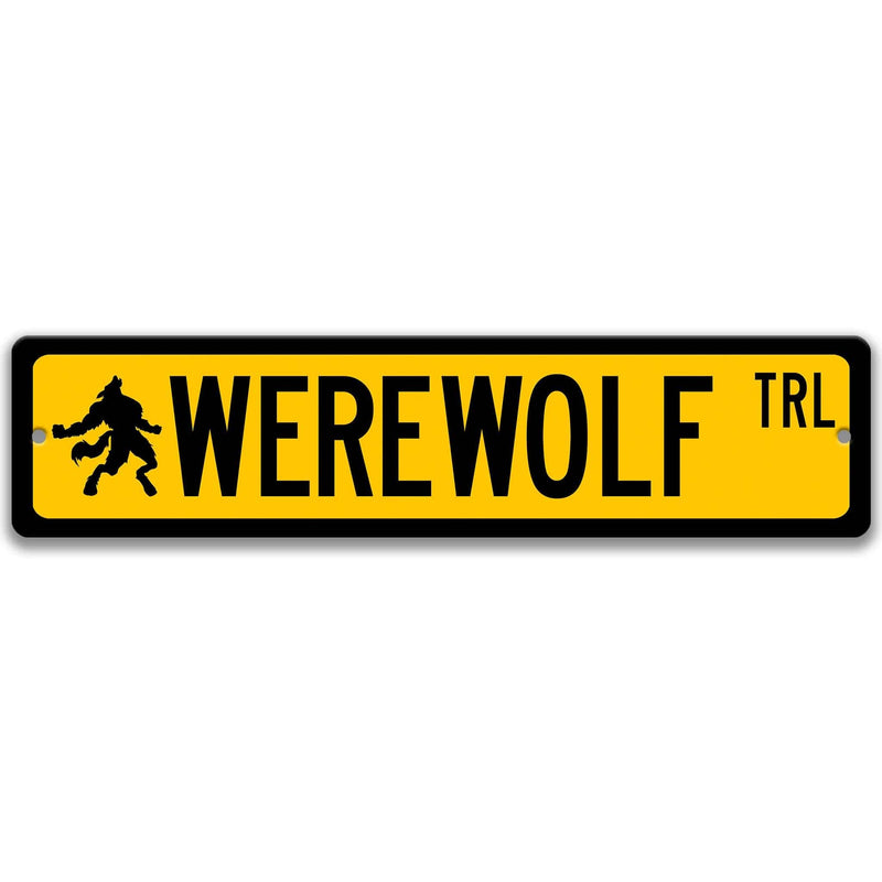 Werewolf with Silhouette Metal Street Sign - Designs by Linda Nee