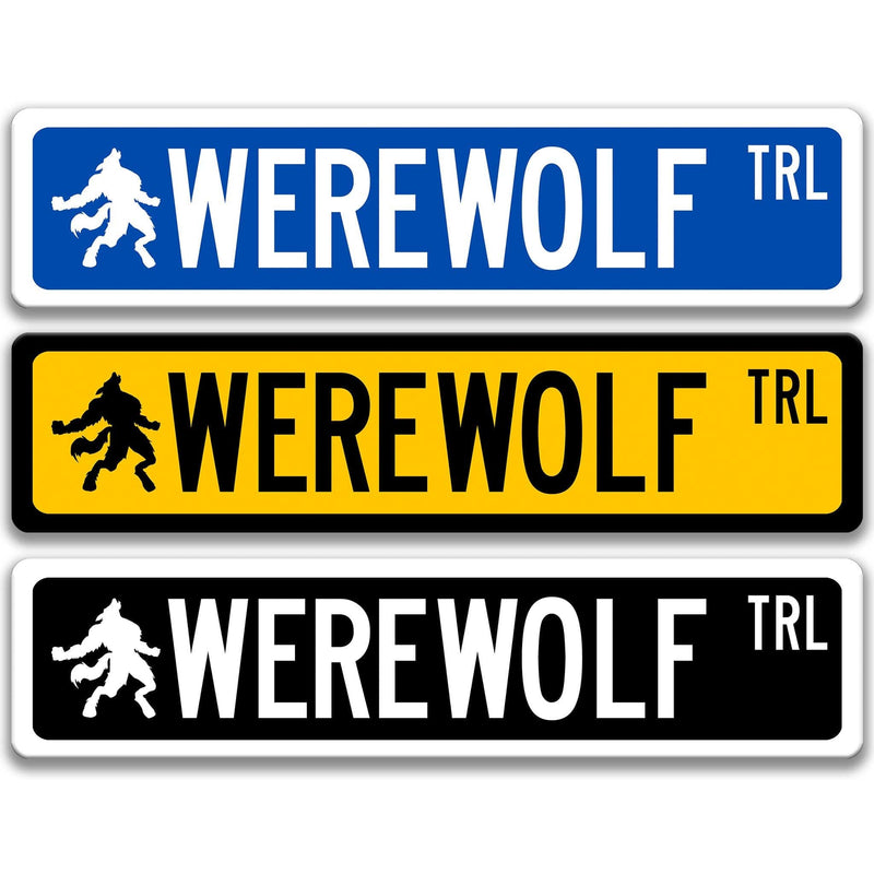 Werewolf with Silhouette Metal Street Sign - Designs by Linda Nee