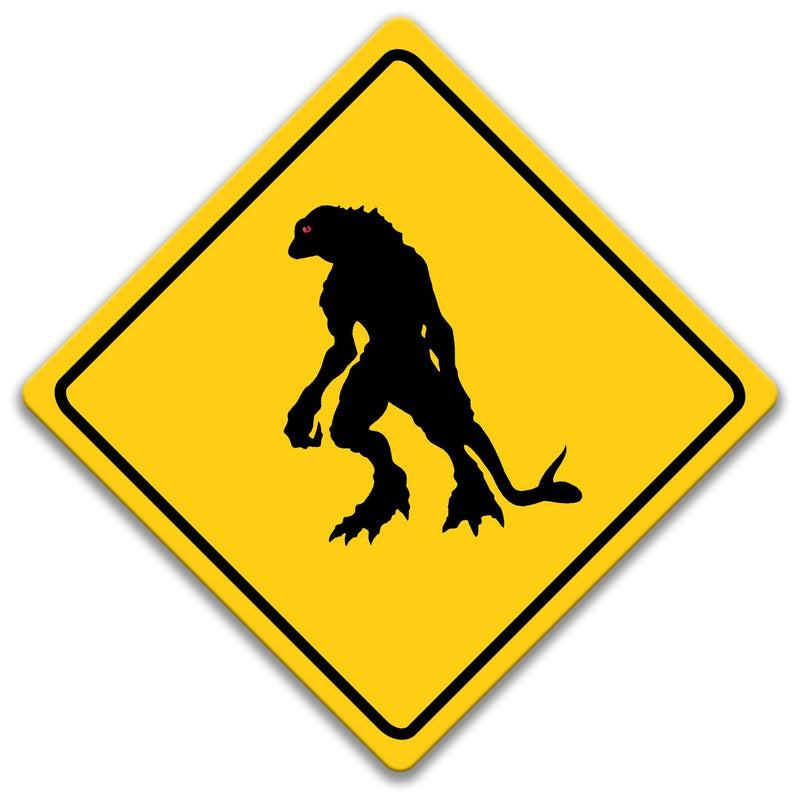 Lizard Man Crossing Caution Sign - Designs by Linda Nee