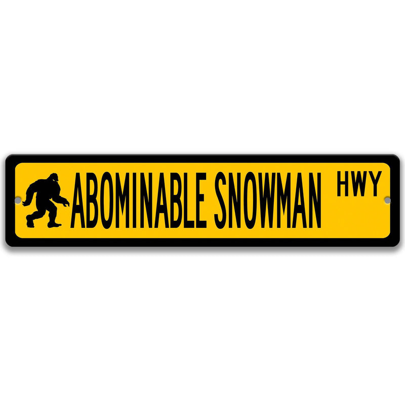 Abominable Snowman with Silhouette Metal Street Sign - Designs by Linda Nee