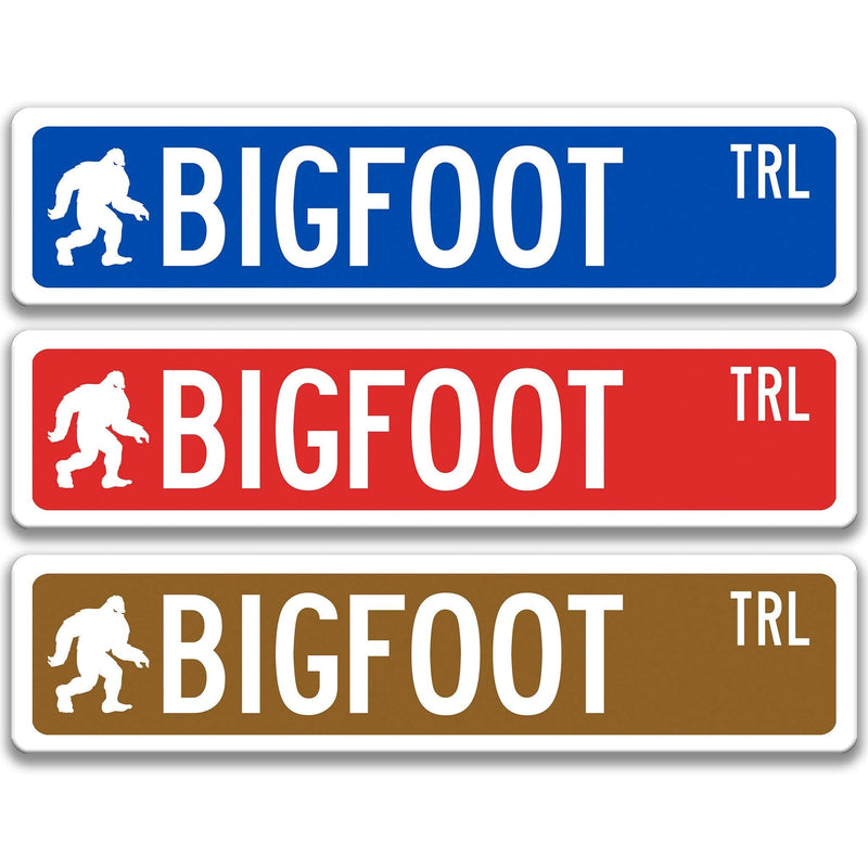 Bigfoot with Silhouette Metal Street Sign - Designs by Linda Nee