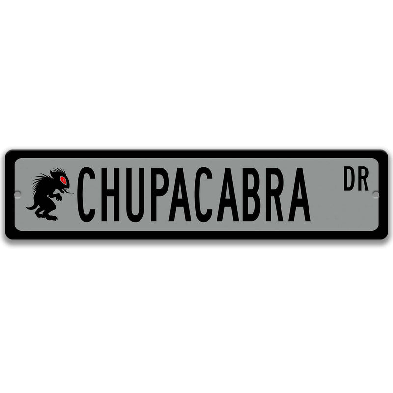 Chupacabra with Silhouette Metal Street Sign - Designs by Linda Nee