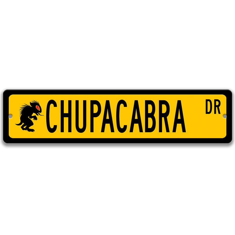 Chupacabra with Silhouette Metal Street Sign - Designs by Linda Nee