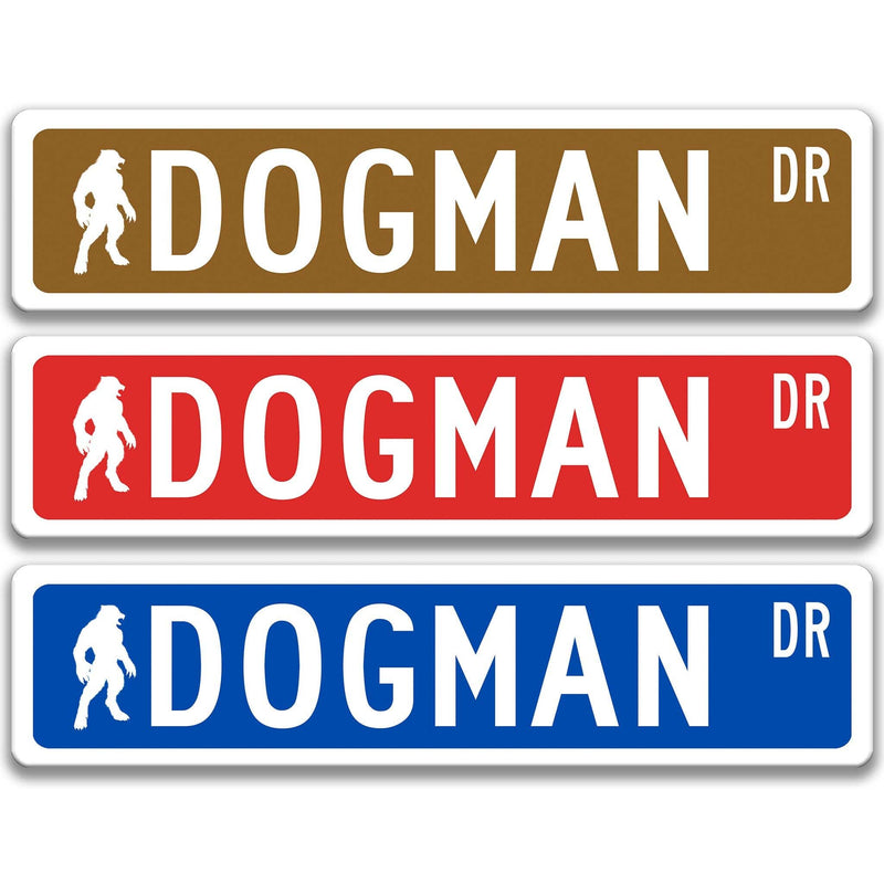 Dogman with Silhouette Metal Street Sign - Designs by Linda Nee