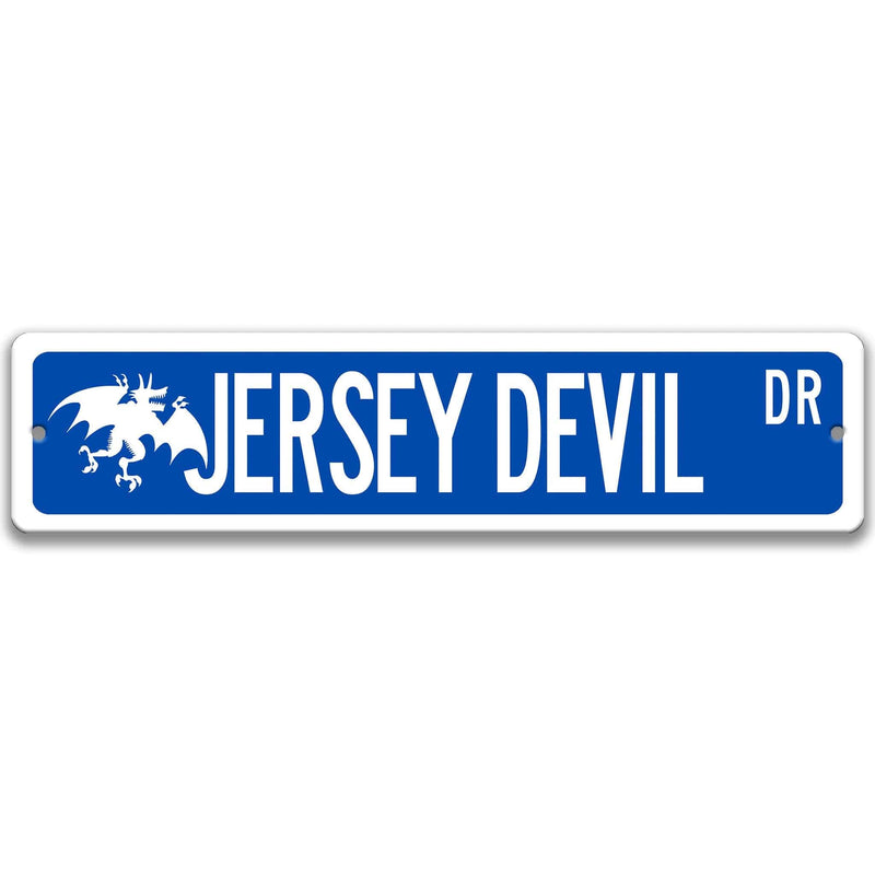 Jersey Devil with Silhouette Metal Street Sign - Designs by Linda Nee