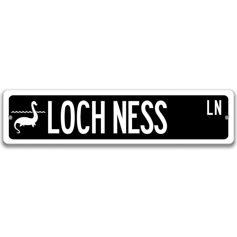 Loch Ness Monster with Silhouette Metal Street Sign - Designs by Linda Nee