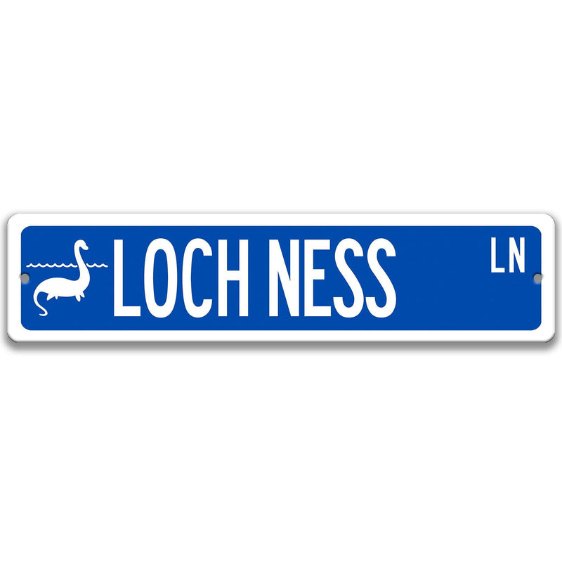 Loch Ness Monster with Silhouette Metal Street Sign - Designs by Linda Nee