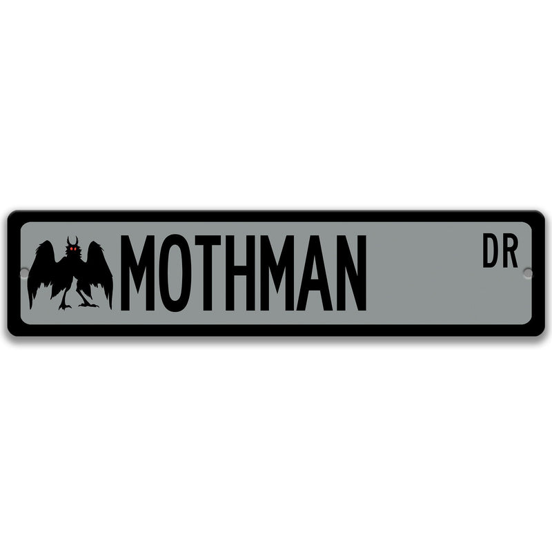 Mothman with Silhouette Metal Street Sign - Designs by Linda Nee