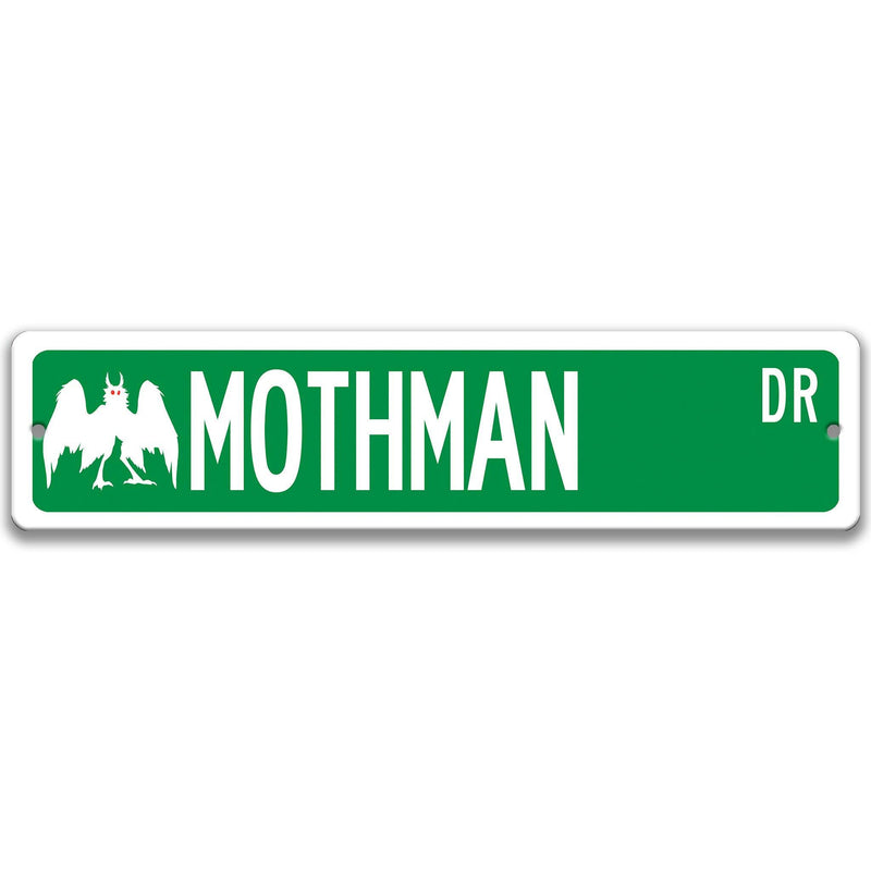 Mothman with Silhouette Metal Street Sign - Designs by Linda Nee