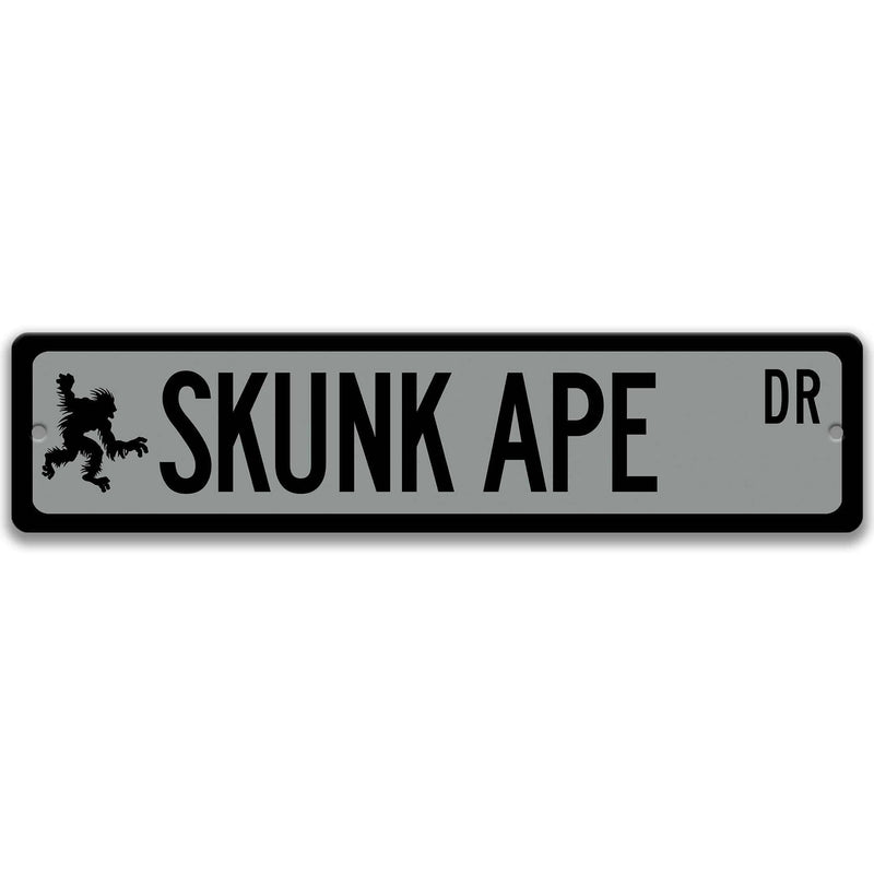 Skunk Ape with Silhouette Metal Street Sign - Designs by Linda Nee