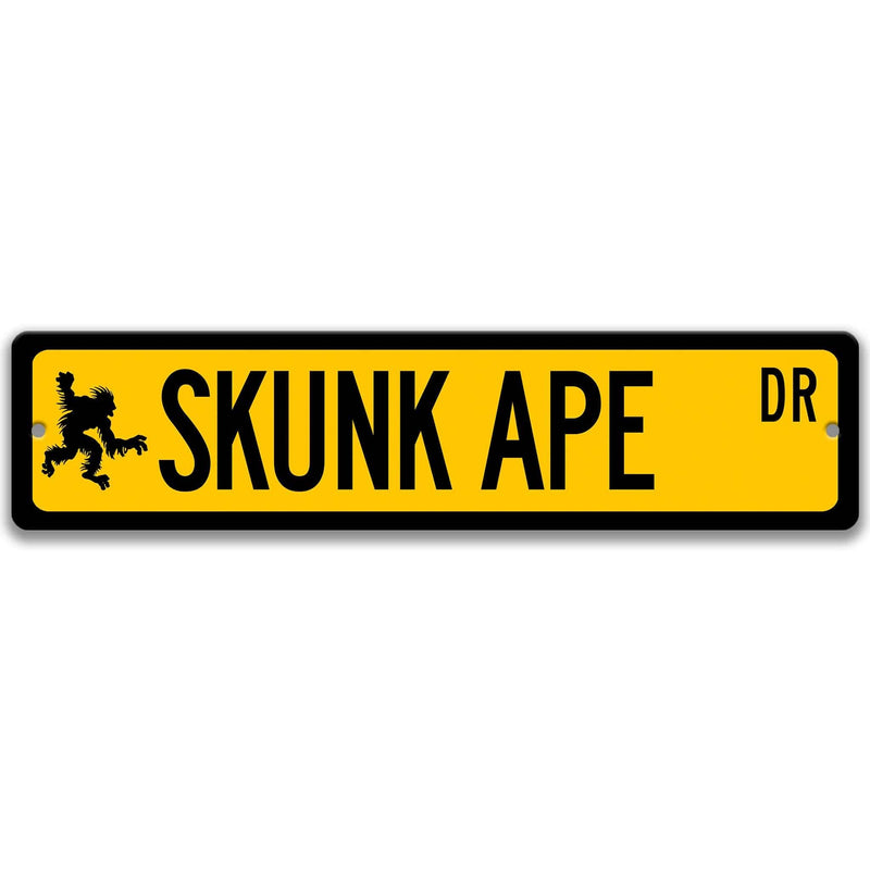 Skunk Ape with Silhouette Metal Street Sign - Designs by Linda Nee