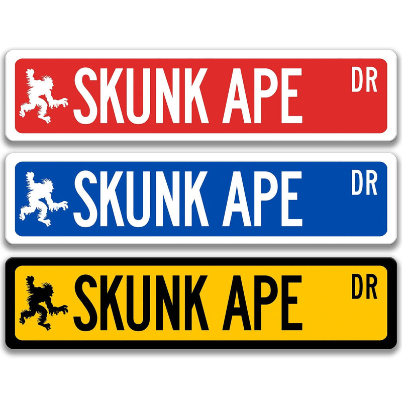 Skunk Ape with Silhouette Metal Street Sign - Designs by Linda Nee