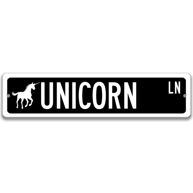 Unicorn with Silhouette Metal Street Sign - Designs by Linda Nee