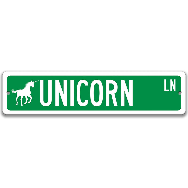 Unicorn with Silhouette Metal Street Sign - Designs by Linda Nee