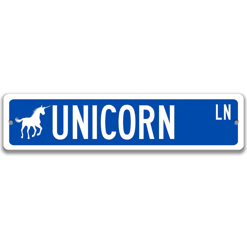 Unicorn with Silhouette Metal Street Sign - Designs by Linda Nee