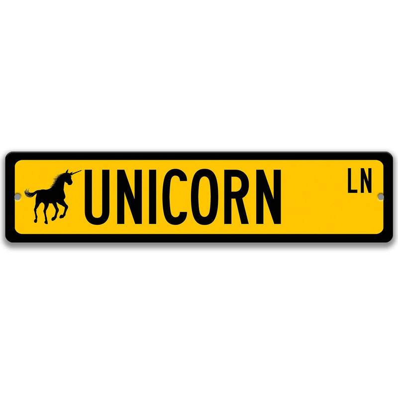 Unicorn with Silhouette Metal Street Sign - Designs by Linda Nee