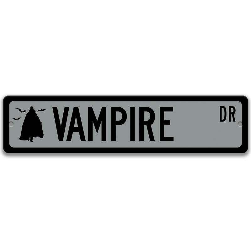 Vampire with Silhouette Metal Street Sign - Designs by Linda Nee