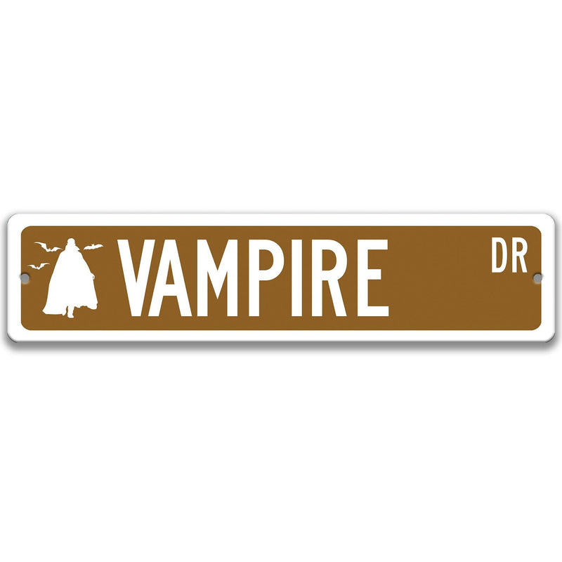 Vampire with Silhouette Metal Street Sign - Designs by Linda Nee