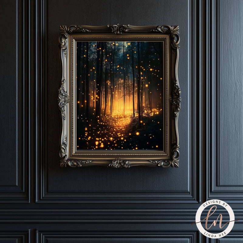 Firefly Magical Forest Wall Art Print - Available on Metal or Fine Art Paper - Designs by Linda Nee