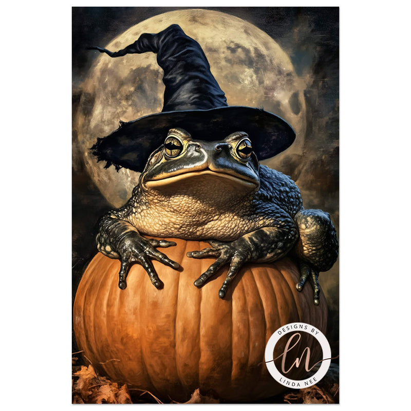 Samhain Halloween Toad Wall Art Print - Available on Metal or Fine Art Paper - Designs by Linda Nee