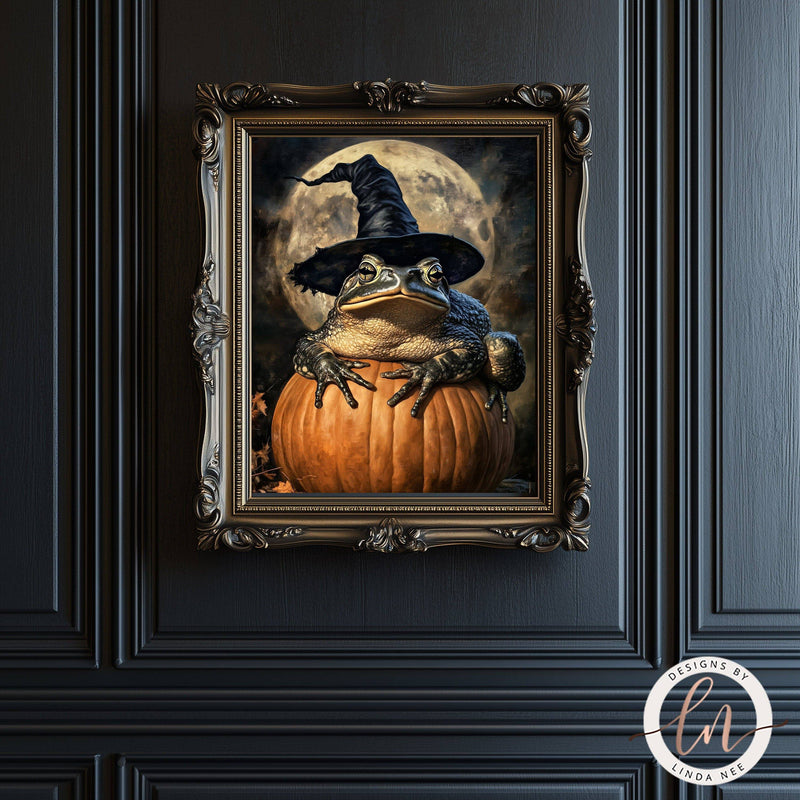 Samhain Halloween Toad Wall Art Print - Available on Metal or Fine Art Paper - Designs by Linda Nee