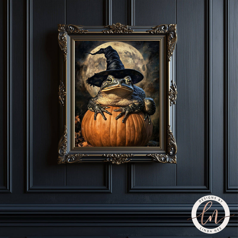 Samhain Halloween Toad Wall Art Print - Available on Metal or Fine Art Paper - Designs by Linda Nee