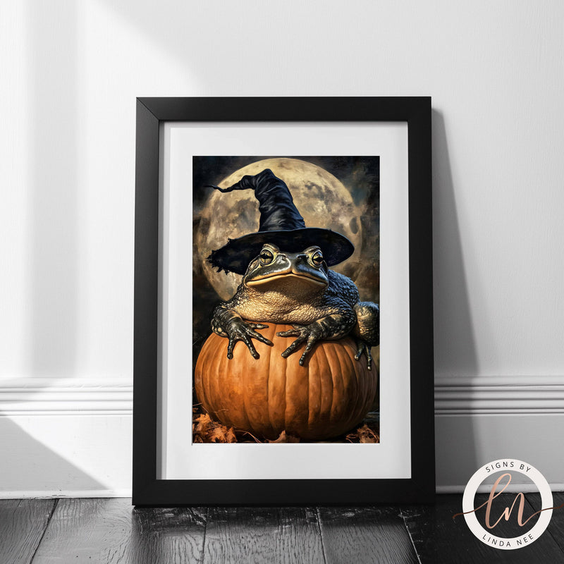 Samhain Halloween Toad Wall Art Print - Available on Metal or Fine Art Paper - Designs by Linda Nee