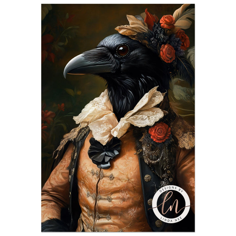 Aristocrat Raven Fantasy Wall Art Print - Available on Metal or Fine Art Paper - Designs by Linda Nee