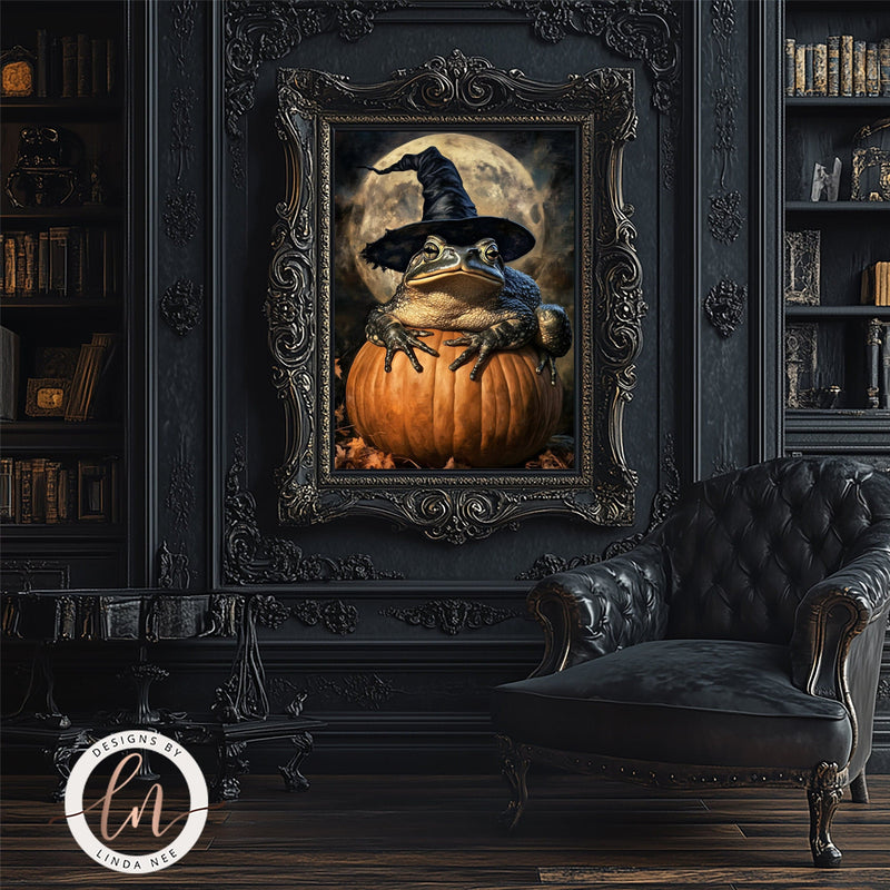 Samhain Halloween Toad Wall Art Print - Available on Metal or Fine Art Paper - Designs by Linda Nee