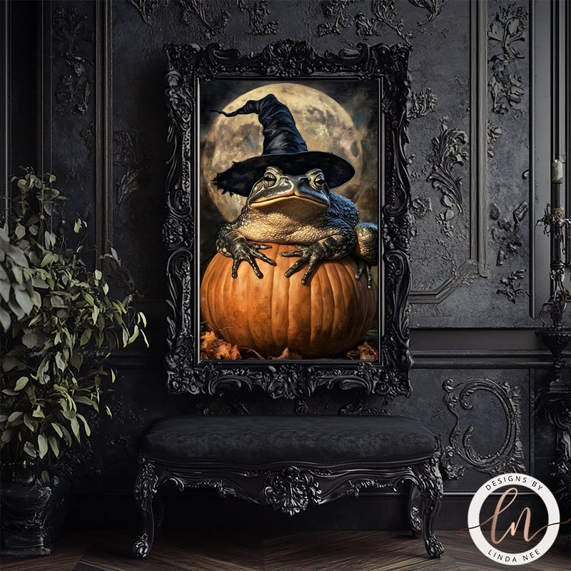 Samhain Halloween Toad Wall Art Print - Available on Metal or Fine Art Paper - Designs by Linda Nee