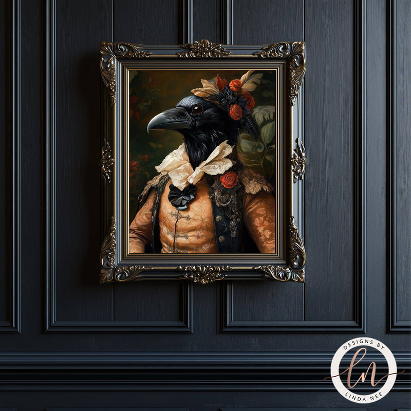 Aristocrat Raven Fantasy Wall Art Print - Available on Metal or Fine Art Paper - Designs by Linda Nee