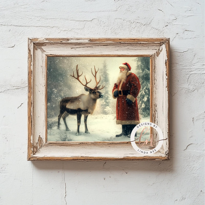 Old World Santa Christmas Wall Art Print - Available on Metal or Fine Art Paper - Designs by Linda Nee