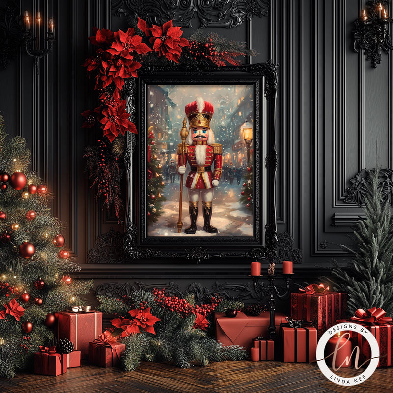 a picture of a nutcracker in a christmas scene