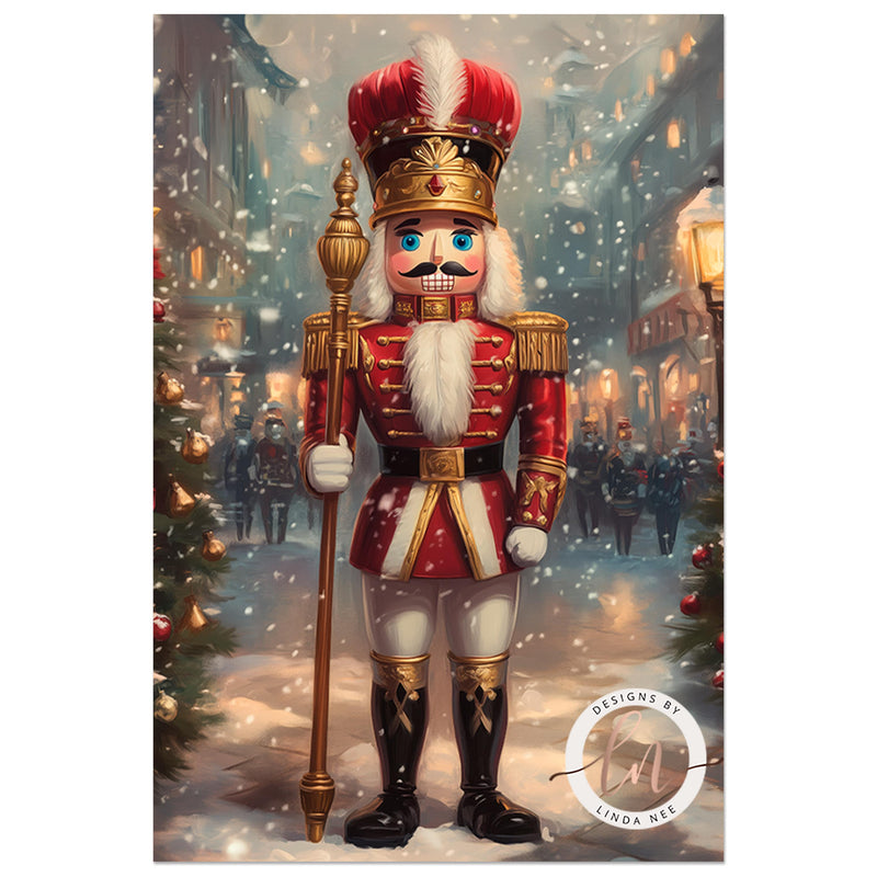 a painting of a nutcracker in a christmas scene