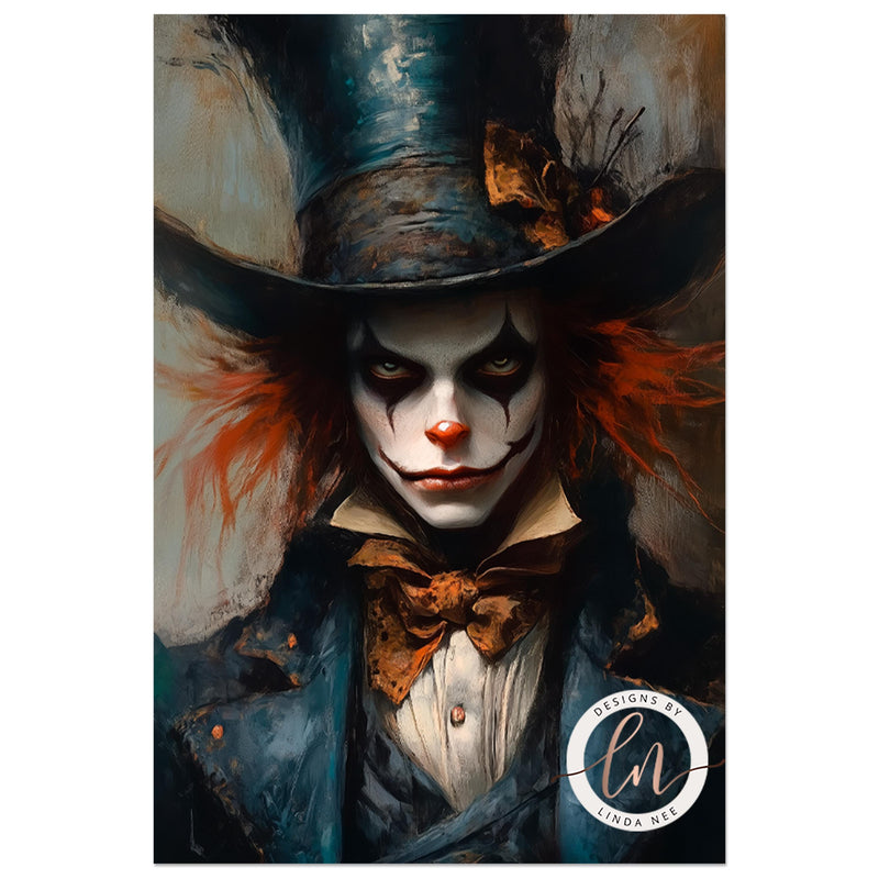 a painting of a clown wearing a top hat