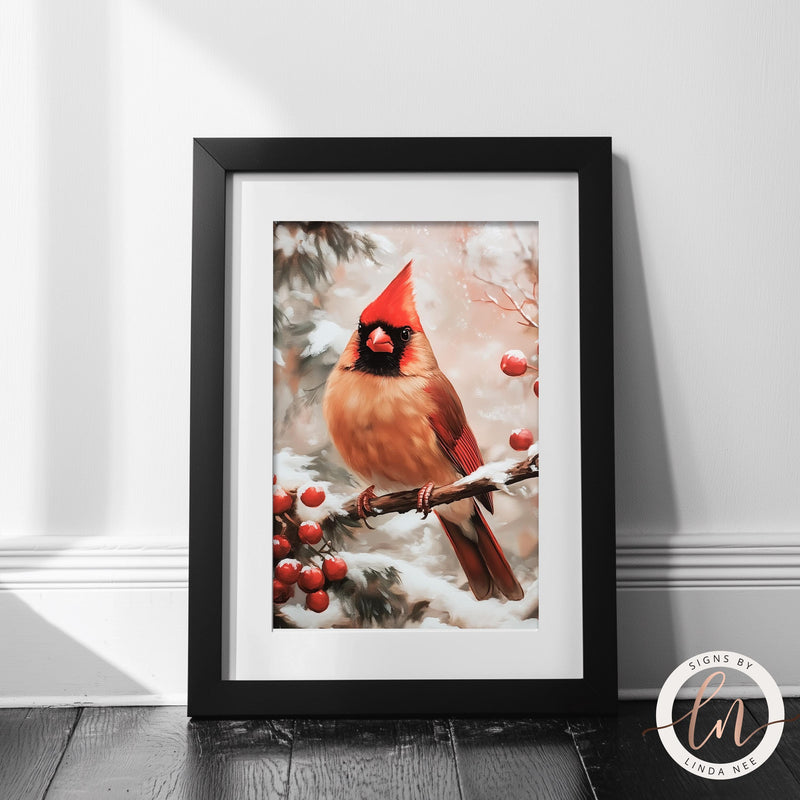 a picture of a cardinal sitting on a branch