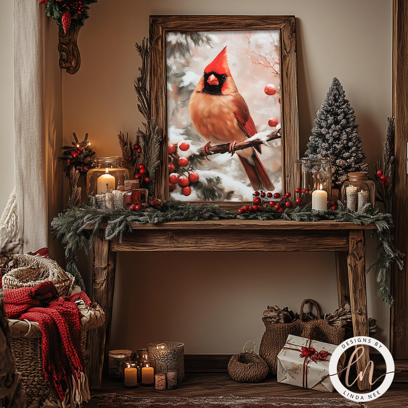 a picture of a cardinal sitting on a tree branch