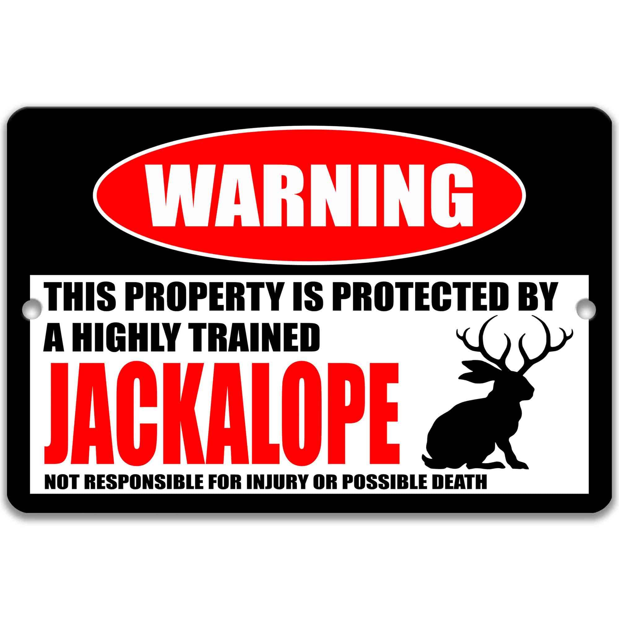 Jackalope Warning Sign - Cryptozoological Urban Legends - Funny Tin Outdoor Decor