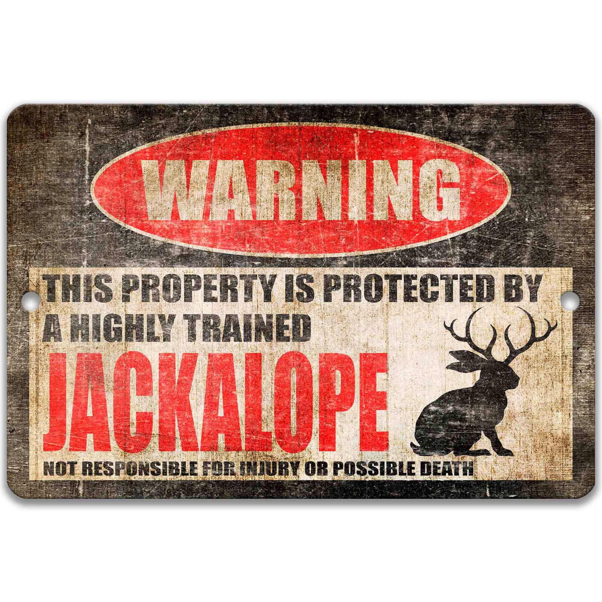 Jackalope Warning Sign - Cryptozoological Urban Legends - Funny Tin Outdoor Decor