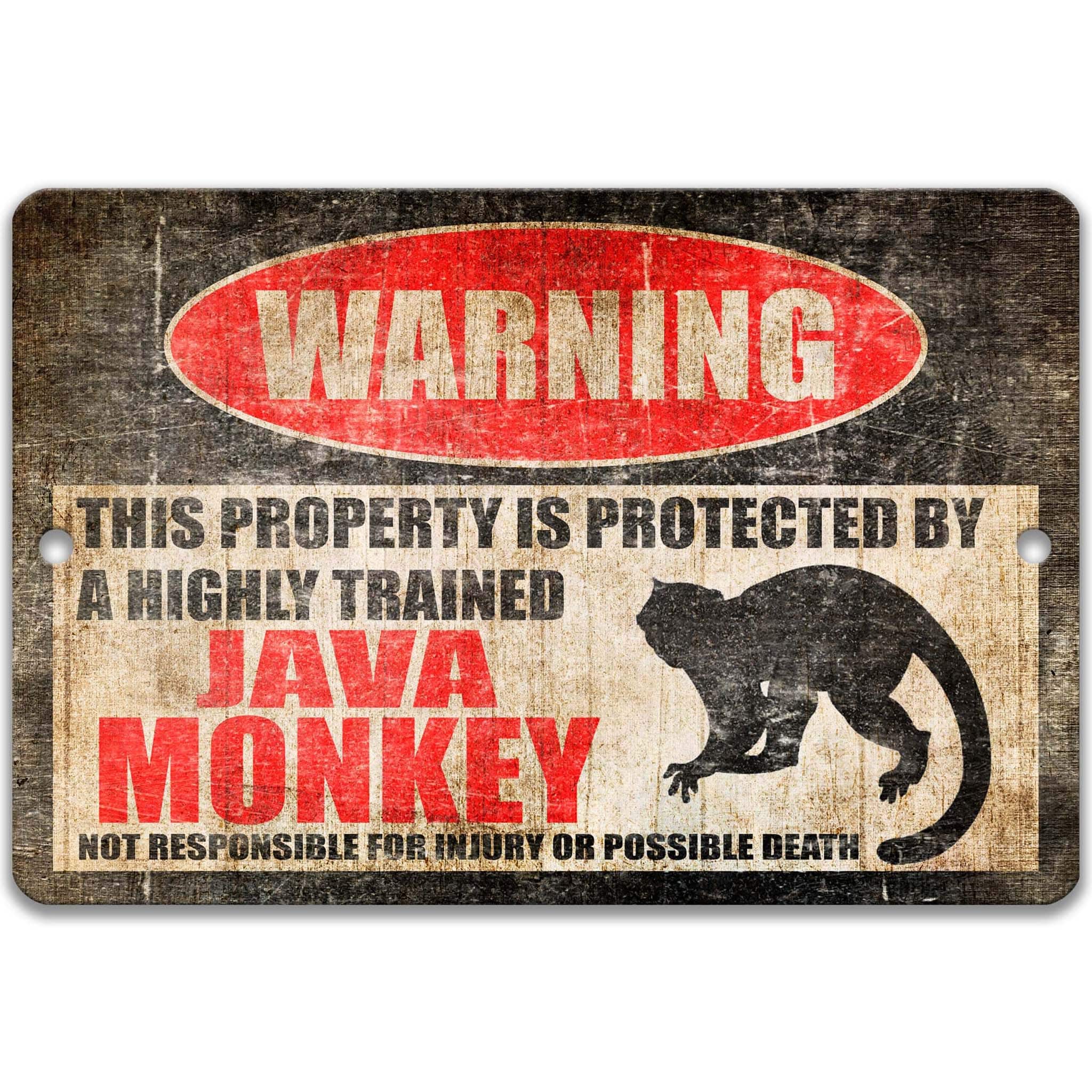 Java Monkey Metal Sign - Rustic Tropical Welcome Decor with a Touch of Humor - Rainforest Decor