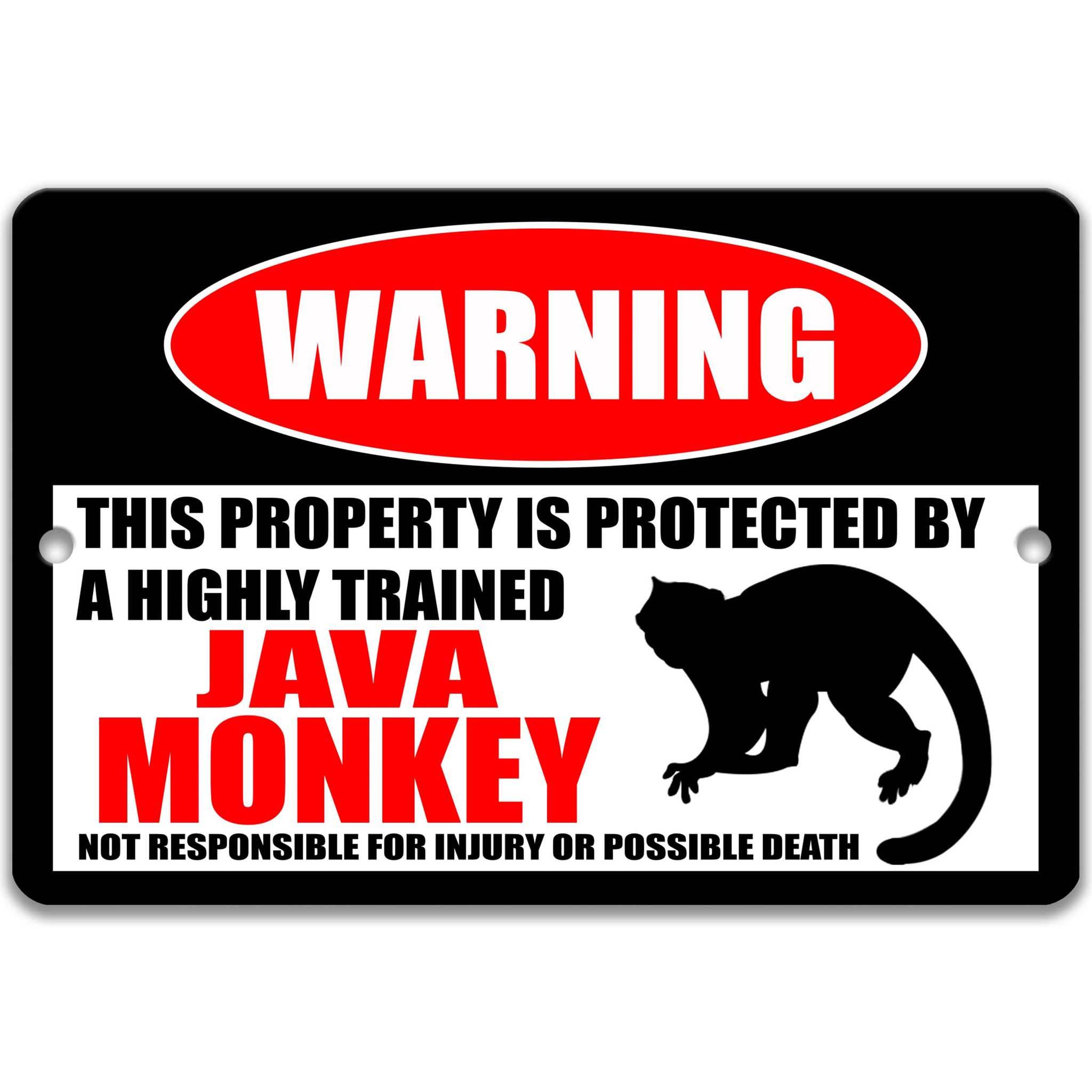 Java Monkey Metal Sign - Rustic Tropical Welcome Decor with a Touch of Humor - Rainforest Decor