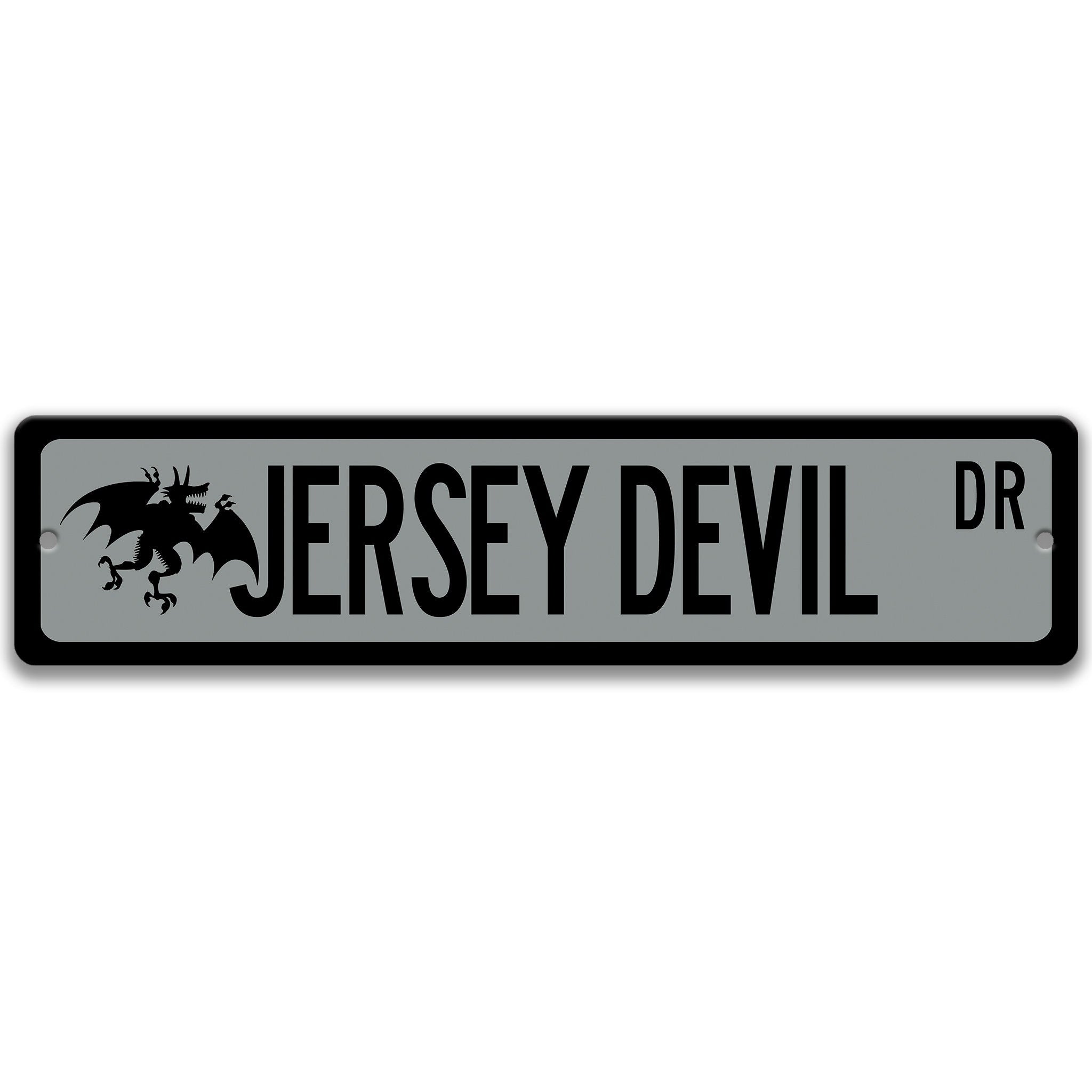 Jersey Devil with Silhouette Metal Street Sign