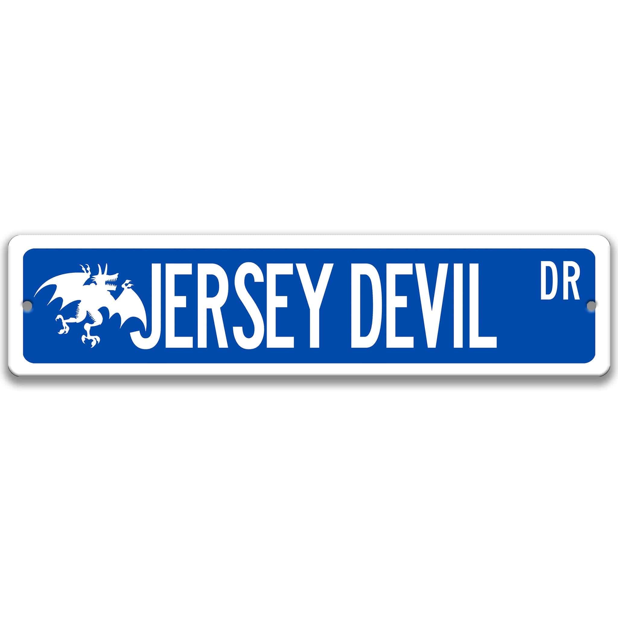 Jersey Devil with Silhouette Metal Street Sign