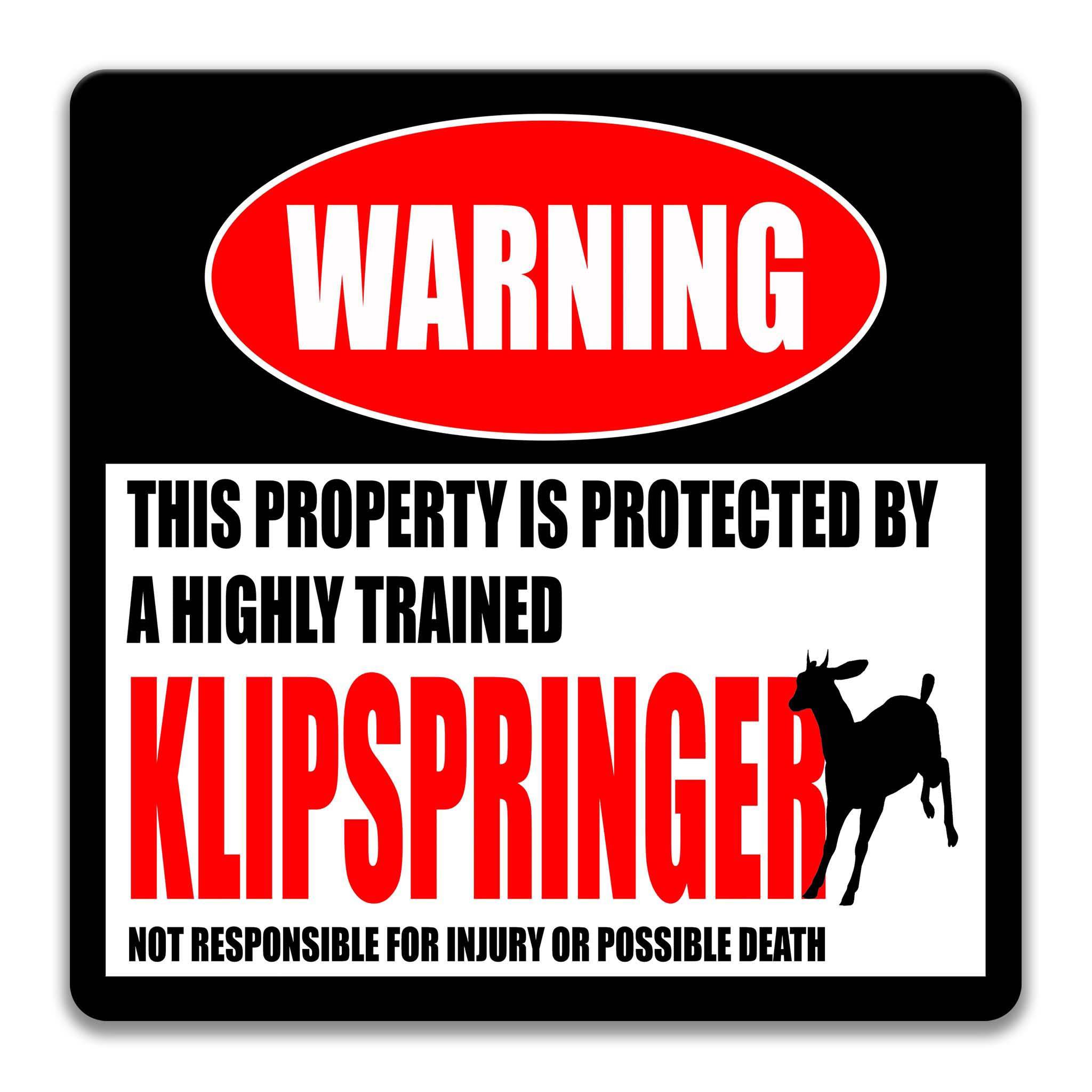 Klipspringer Warning Sign, Beware of Klipspringer Sign, African Antelope